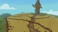 A massive wheat farm with a windmill (Image via u/Farcr_ on Reddit)